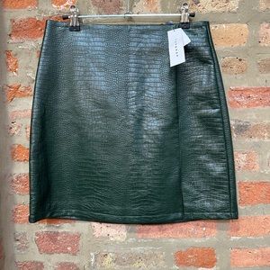 Topshop faux green endless print skirt